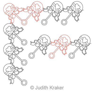Baby Rattle Border and Corner | Judith Kraker | Digitized Quilting Designs
